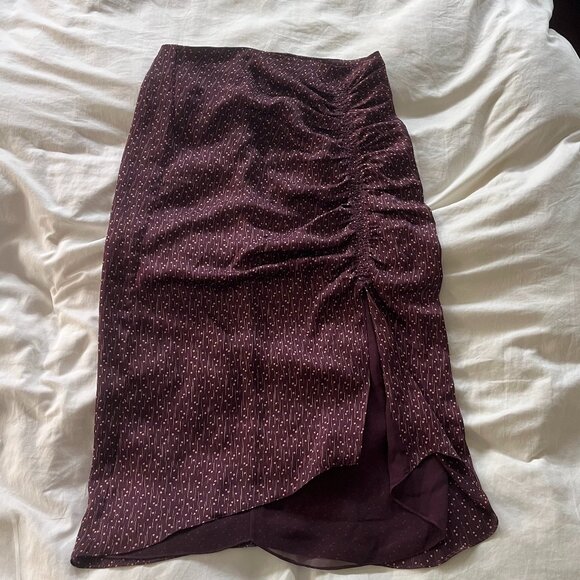 Joie Maira Skirt Purple Floral Ruched Midi Size 8 - Picture 2 of 6